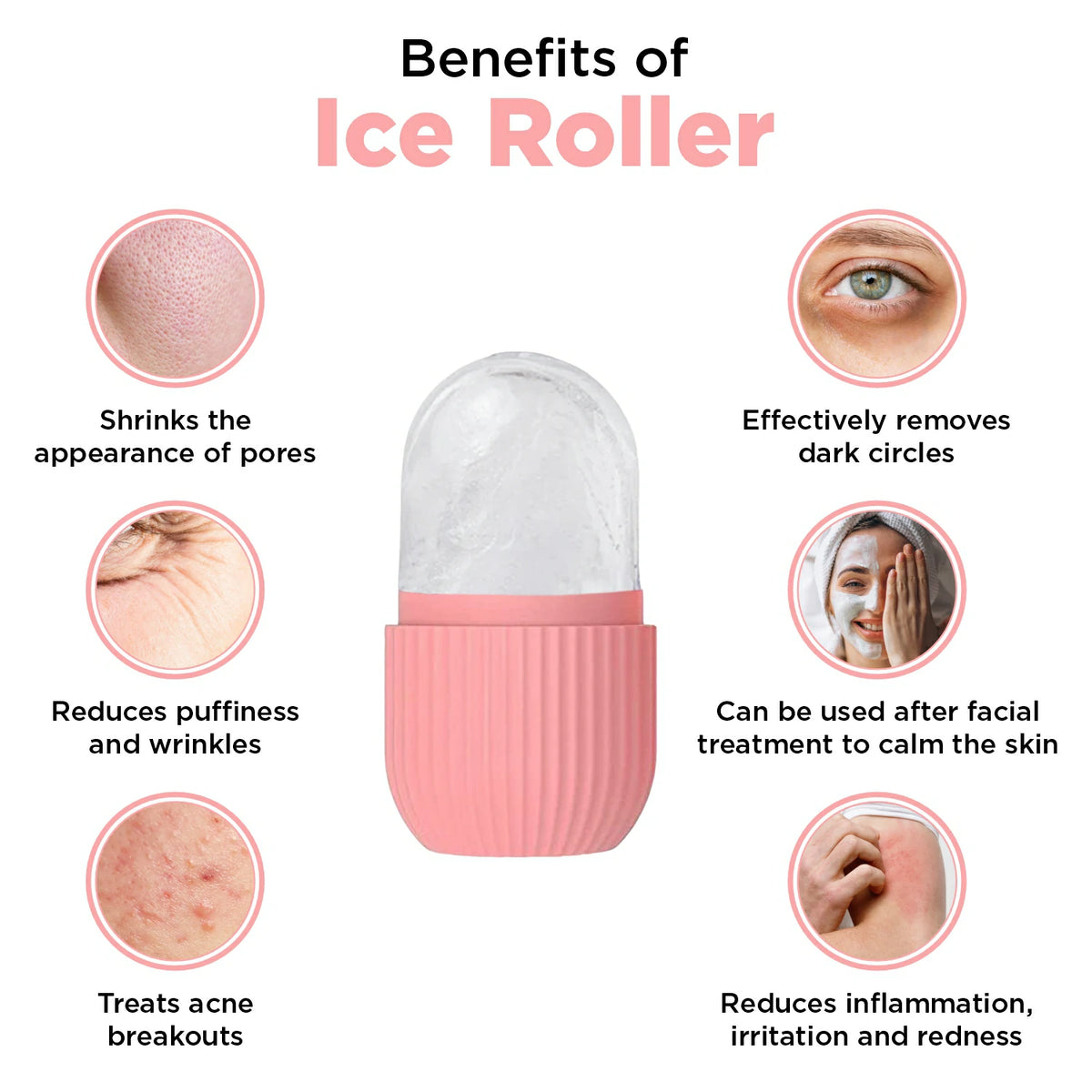 Reusable Ice Roller for Face – Facial Ice Massage Roller for Cooling & Skin Refreshing