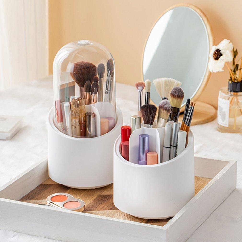 360Β° Rotating Makeup Organizer β Cosmetic Brush, Lipstick & Beauty Tools Storage Box