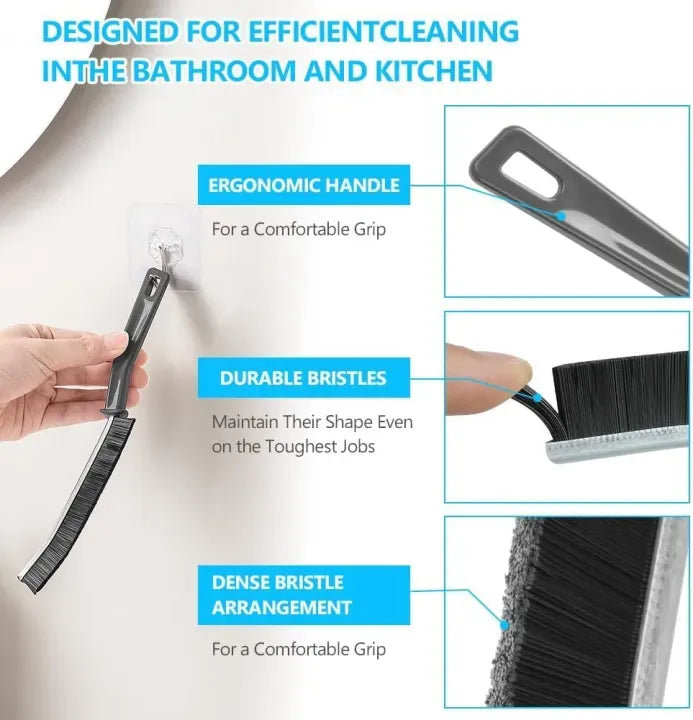 2 PCS Hard Bristle Crevice Cleaning Brush – Multi-Purpose Gap Cleaning Tool for Kitchen & Bathroom