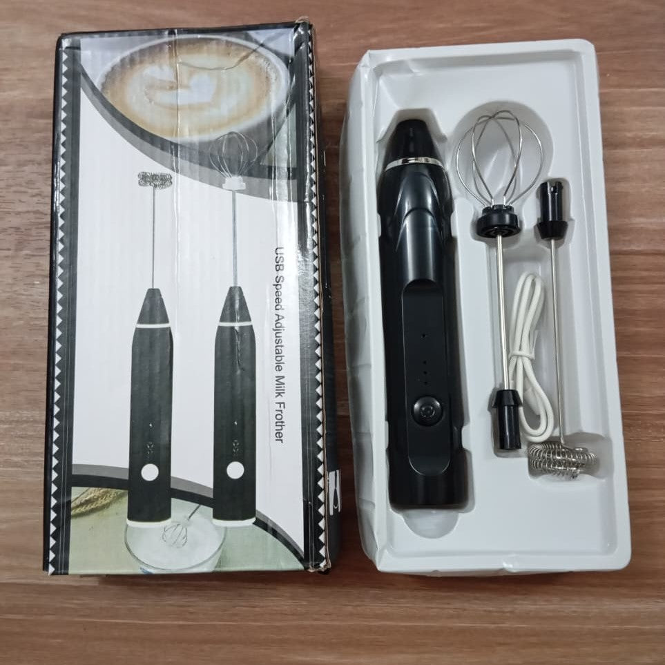 2-in-1 Electric Milk Frother & Egg Whisk – USB Rechargeable Coffee Beater for Kitchen