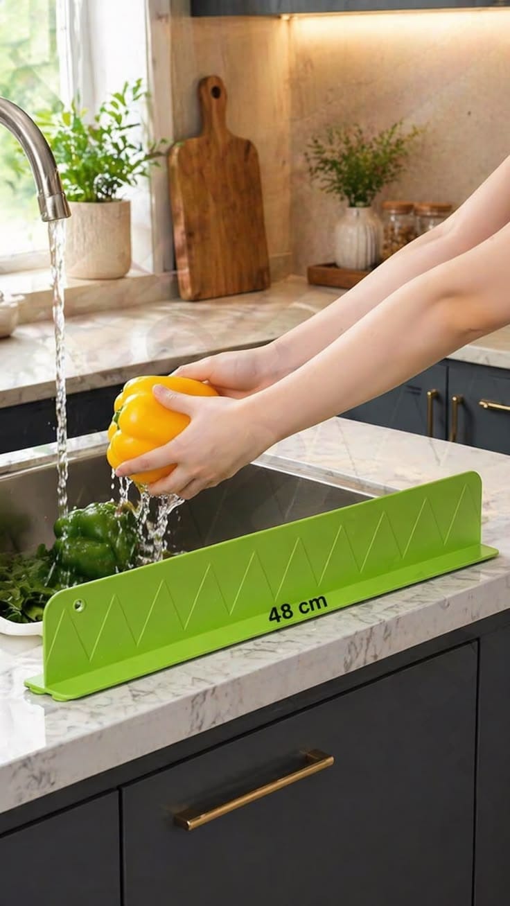 48cm Silicone Sink Splash Guard – Kitchen Sink Water Splash Protector for Countertop