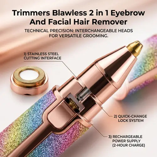 2-in-1 Eyebrow & Facial Hair Remover – Rechargeable Portable Facial Trimmer for Women