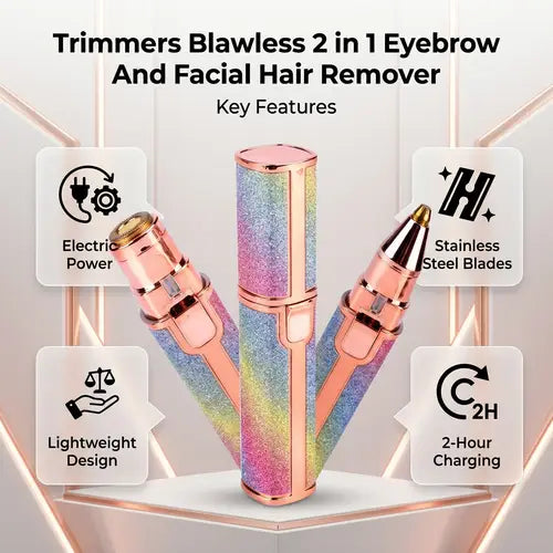 2-in-1 Eyebrow & Facial Hair Remover – Rechargeable Portable Facial Trimmer for Women