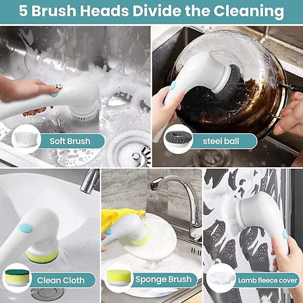 Electric Cleaning Brush – 360° Rotating Scrubber with Multiple Attachments for Home Cleaning