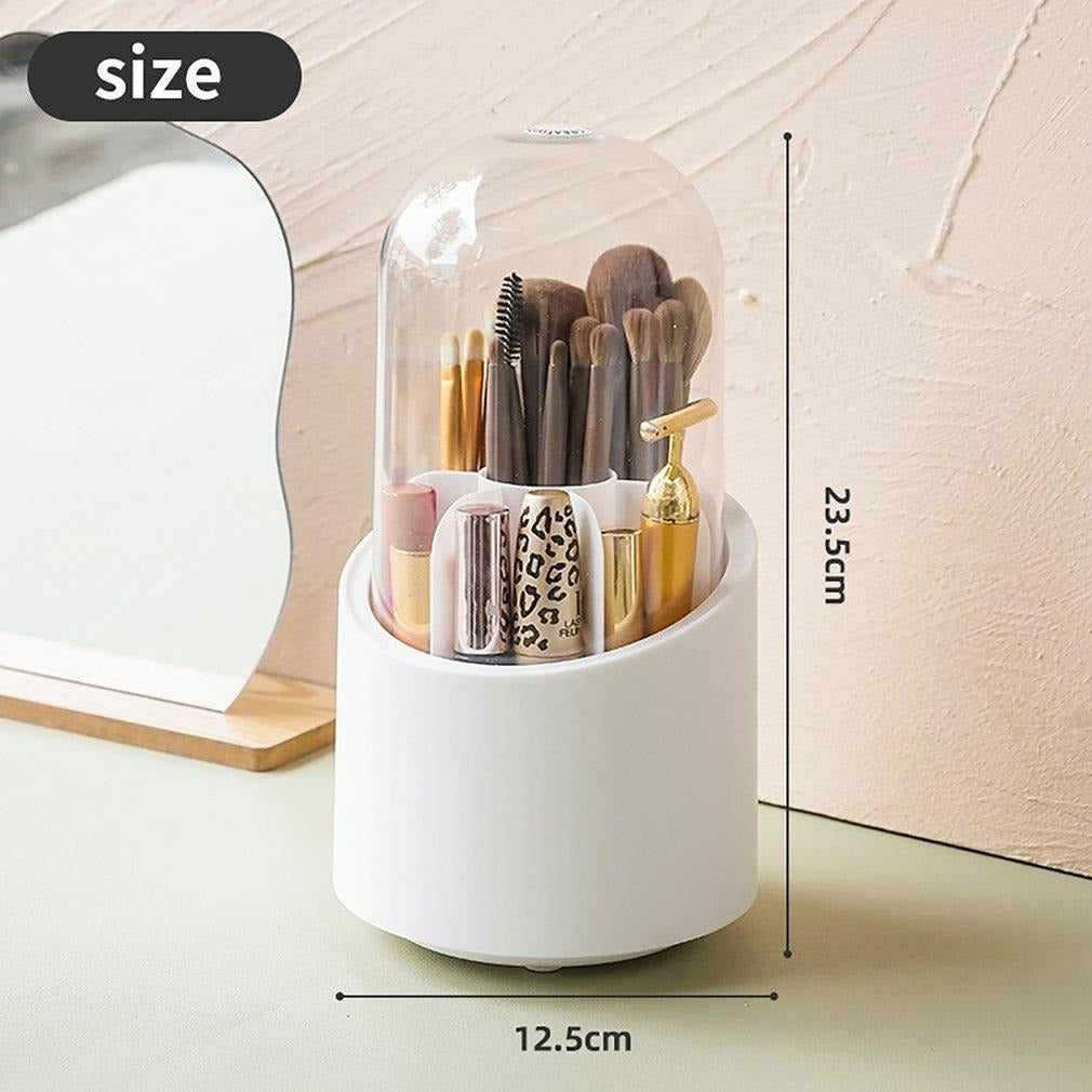 360° Rotating Makeup Organizer – Cosmetic Brush, Lipstick & Beauty Tools Storage Box