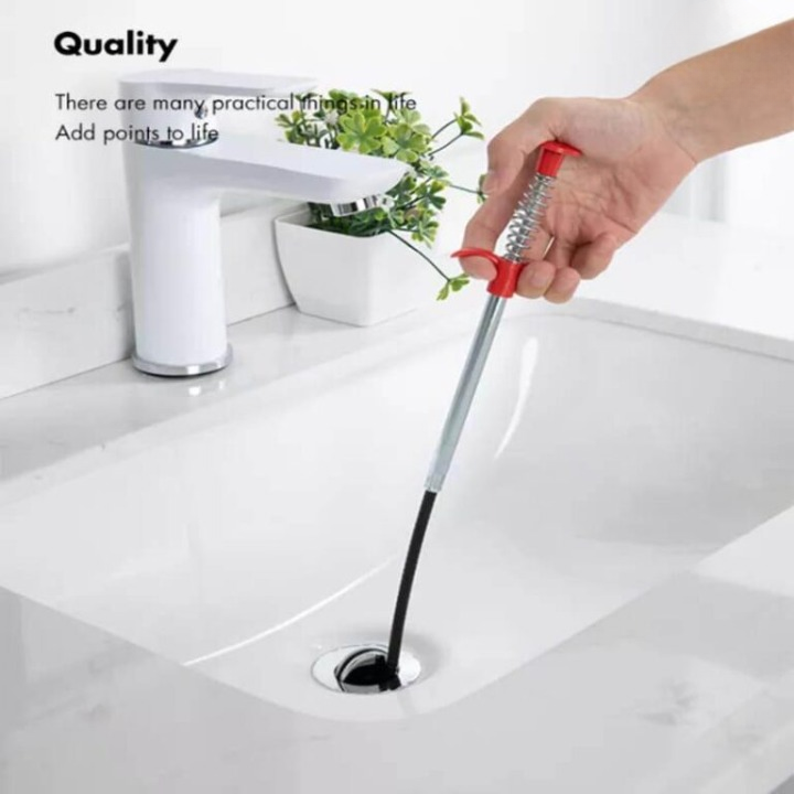 90cm Stainless Steel Sink Drain Cleaner – Flexible Spring Clog Remover for Kitchen & Bathroom