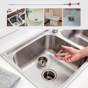 90cm Stainless Steel Sink Drain Cleaner – Flexible Spring Clog Remover for Kitchen & Bathroom