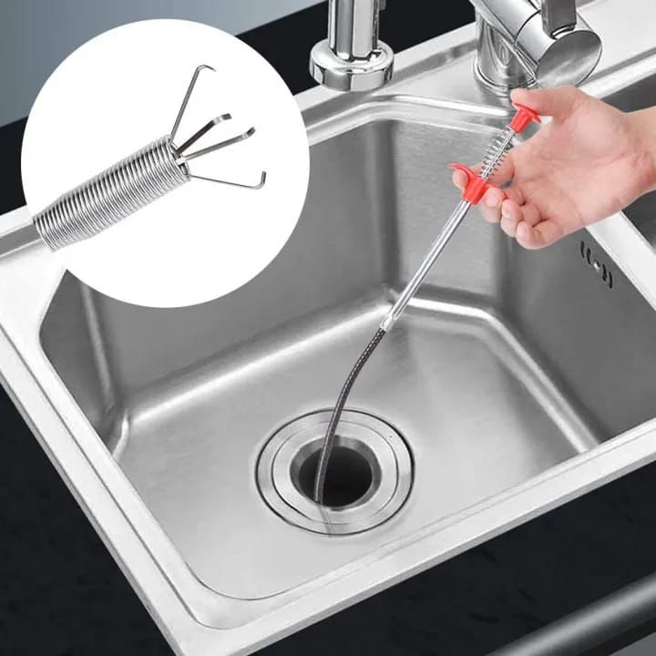 90cm Stainless Steel Sink Drain Cleaner – Flexible Spring Clog Remover for Kitchen & Bathroom