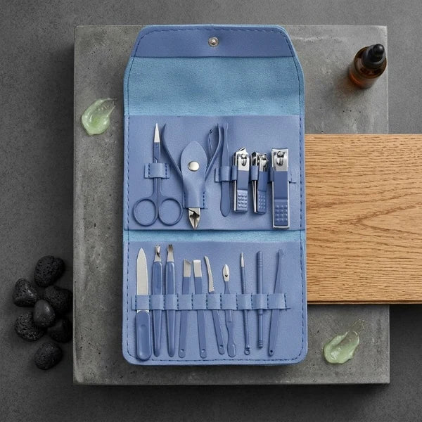 16-Piece Manicure & Pedicure Kit – Stainless Steel Nail Clipper & Professional Grooming Set