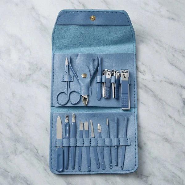 16-Piece Manicure & Pedicure Kit – Stainless Steel Nail Clipper & Professional Grooming Set