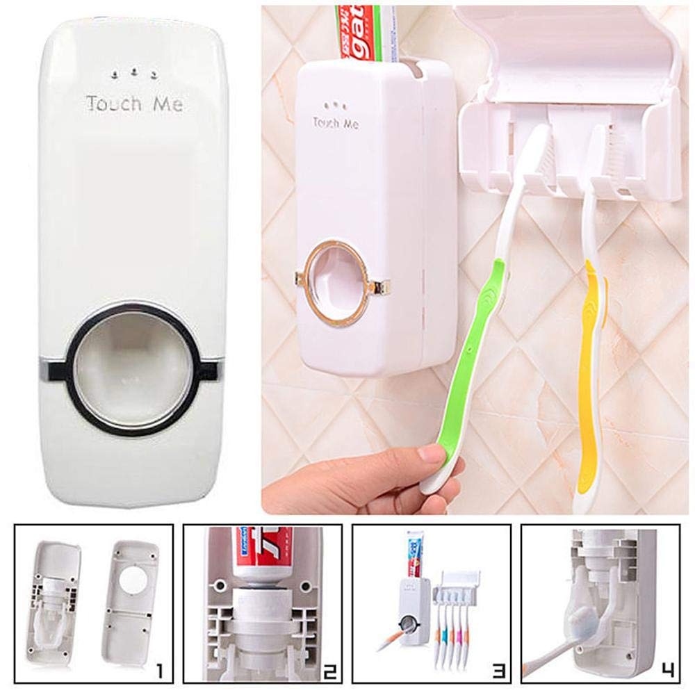 Automatic Toothpaste Dispenser with Toothbrush Holder – Wall-Mounted Bathroom Organizer