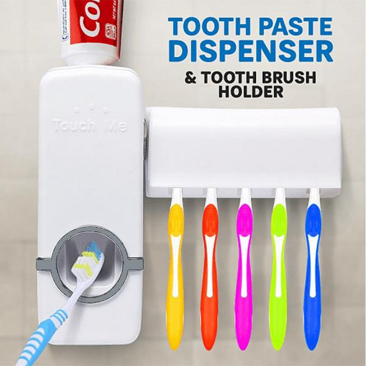 Automatic Toothpaste Dispenser with Toothbrush Holder – Wall-Mounted Bathroom Organizer