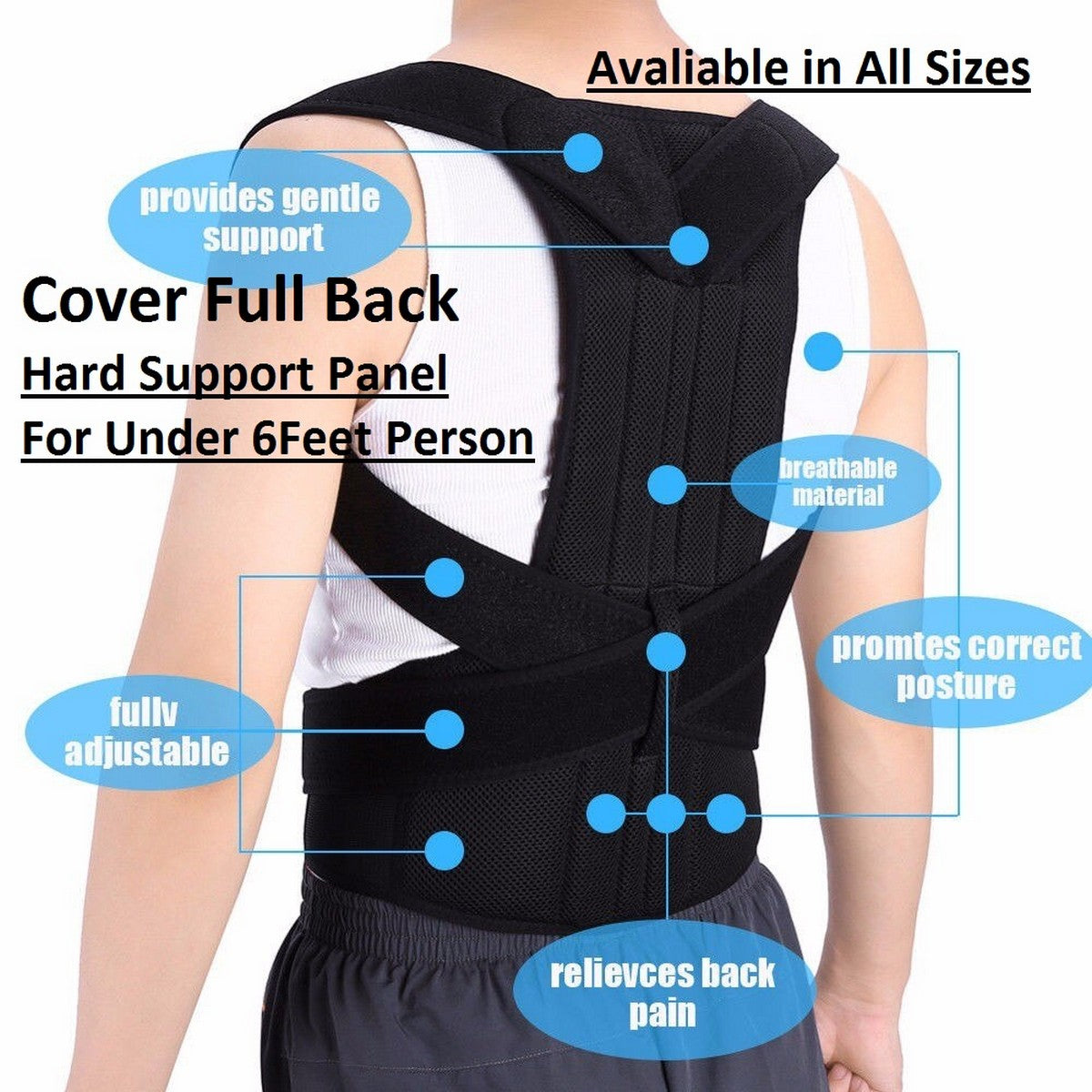 Adjustable Back Support Belt – Posture Corrector & Upper Back Shoulder Support Brace for Men & Women