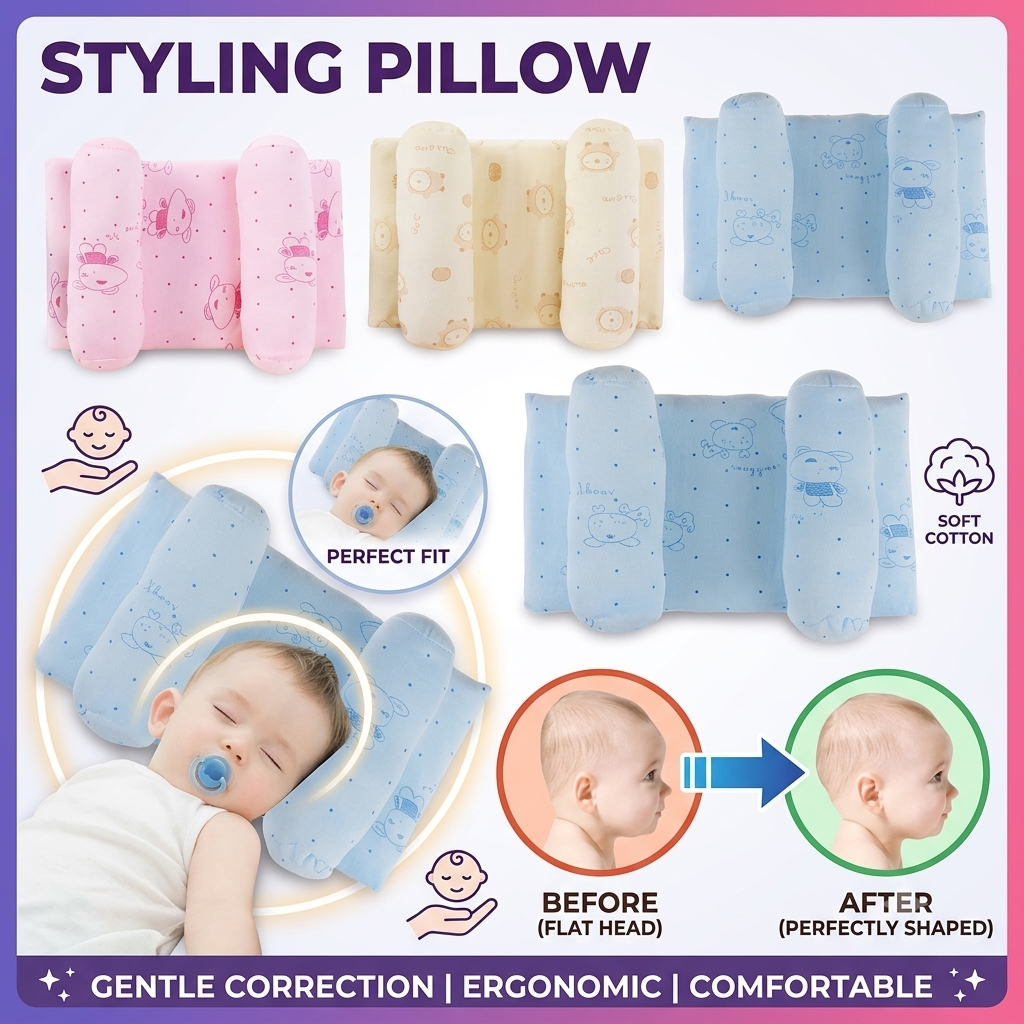 Adjustable Newborn Baby Head Support Pillow – Soft Breathable Infant Pillow for Crib & Travel