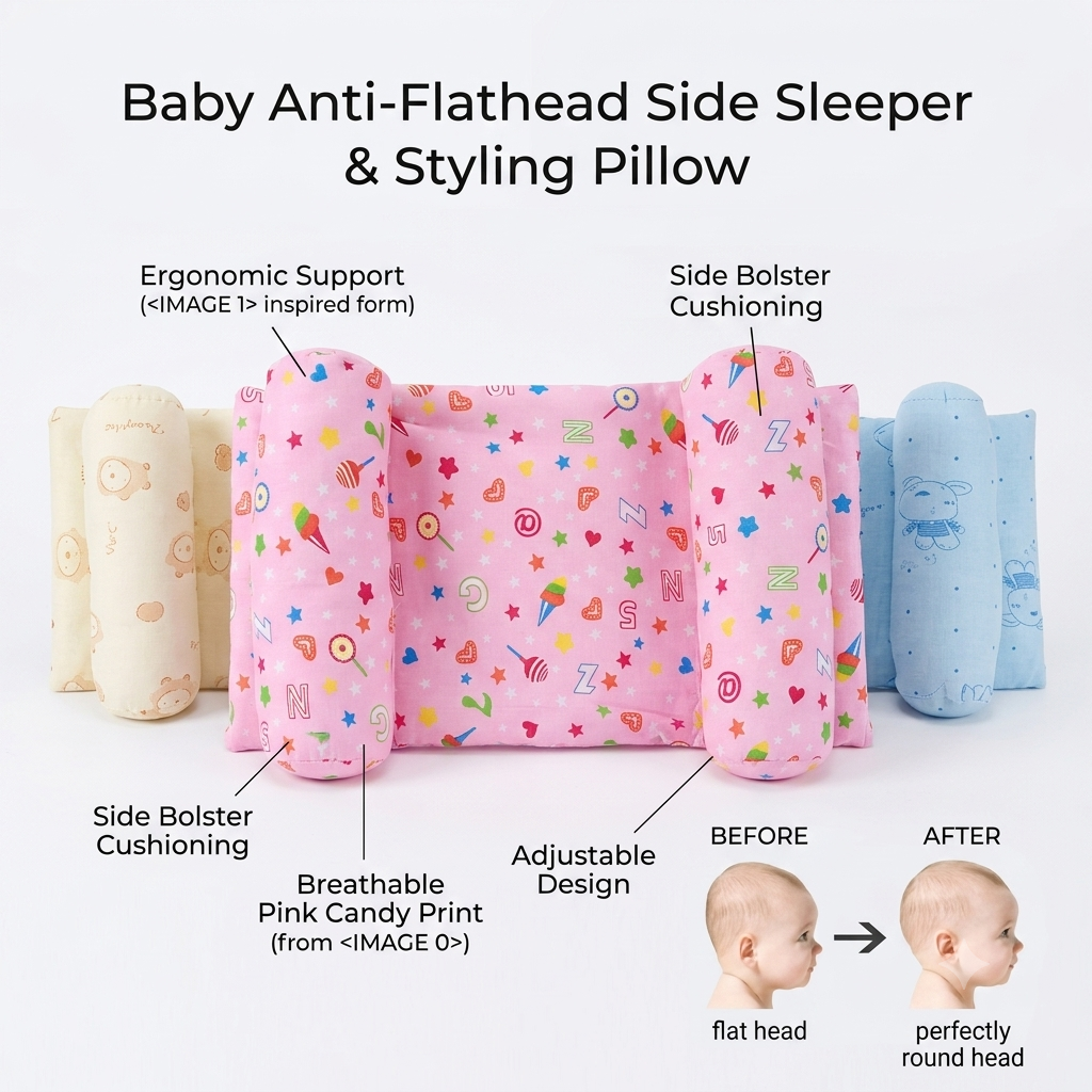Adjustable Newborn Baby Head Support Pillow – Soft Breathable Infant Pillow for Crib & Travel
