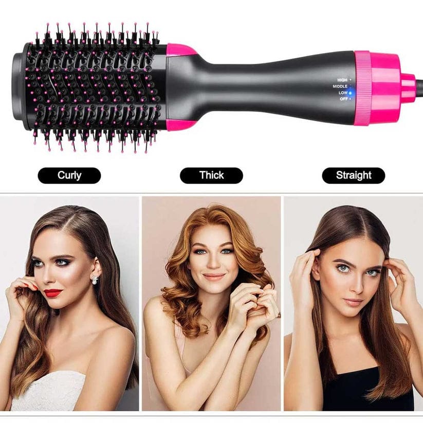 4-in-1 Hot Air Brush – Hair Dryer, Straightener, Curler & Volumizer Styling Tool