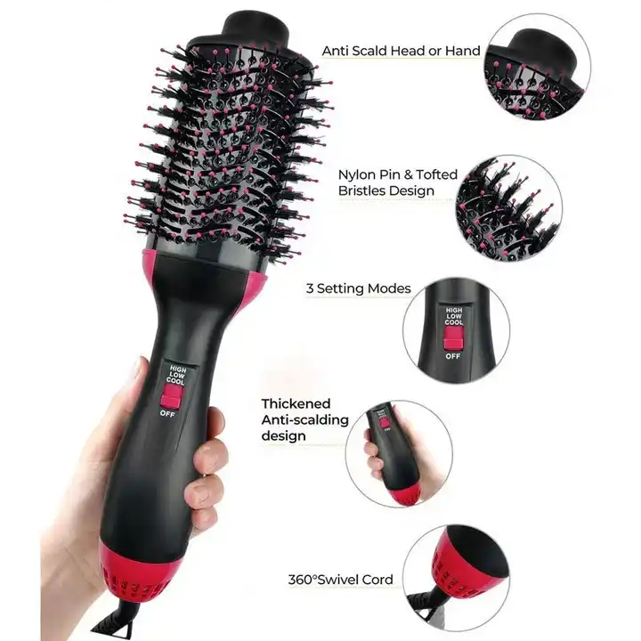 4-in-1 Hot Air Brush – Hair Dryer, Straightener, Curler & Volumizer Styling Tool