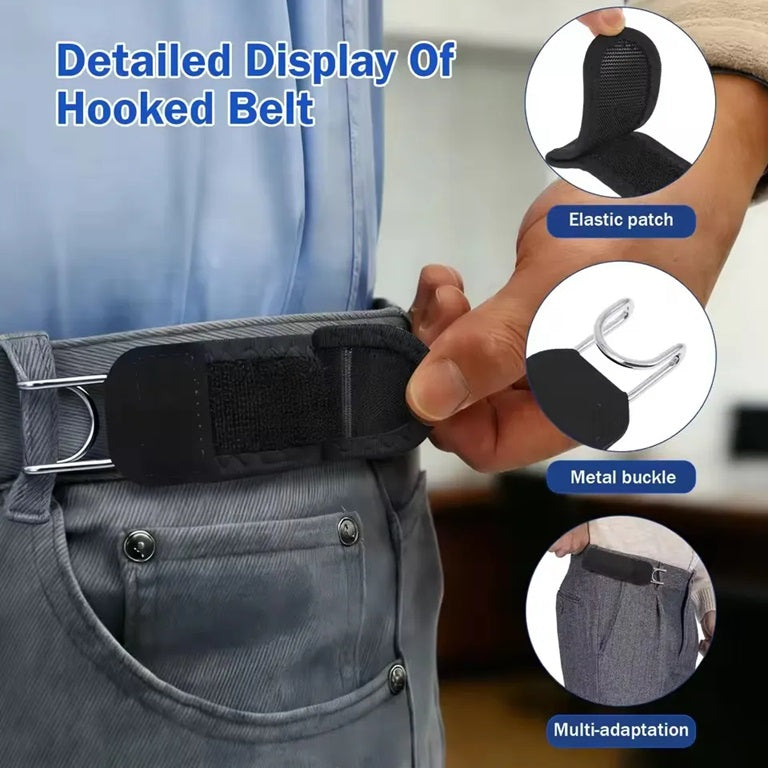 Buckleless Elastic Waist Belt – Adjustable Stretch Belt with Metal Hooks for Jeans & Pants