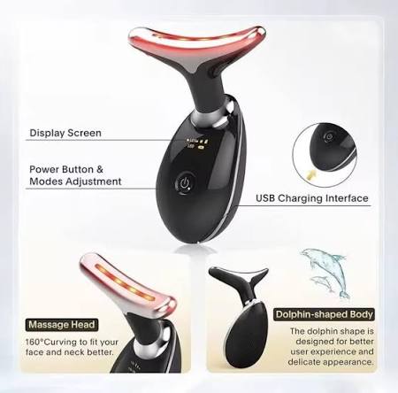 Rechargeable Electric Face Massager – 3-Mode Facial Beauty Device with 45°C Warmth