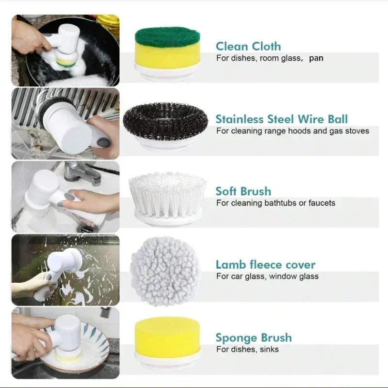 Electric Cleaning Brush – 360° Rotating Scrubber with Multiple Attachments for Home Cleaning